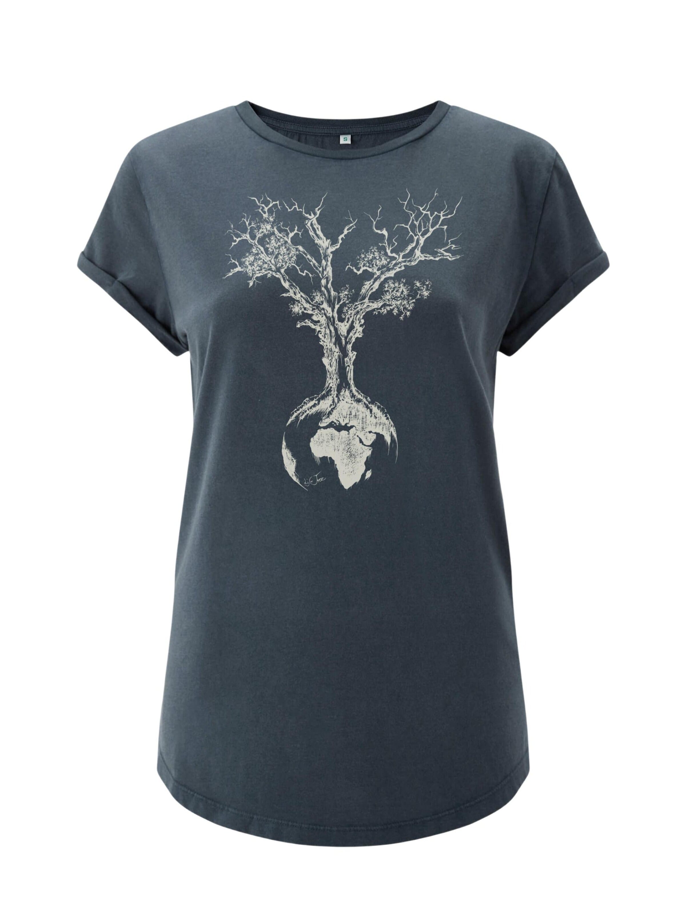 Life-Tree Shirt 'Fairwear Organic Weltenbaum'‌‌ in Blau: Vorderseite