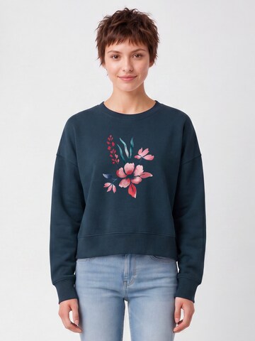 Sweat-shirt 'Blume in Wasserfarbe 01' Watapparel en vert : devant