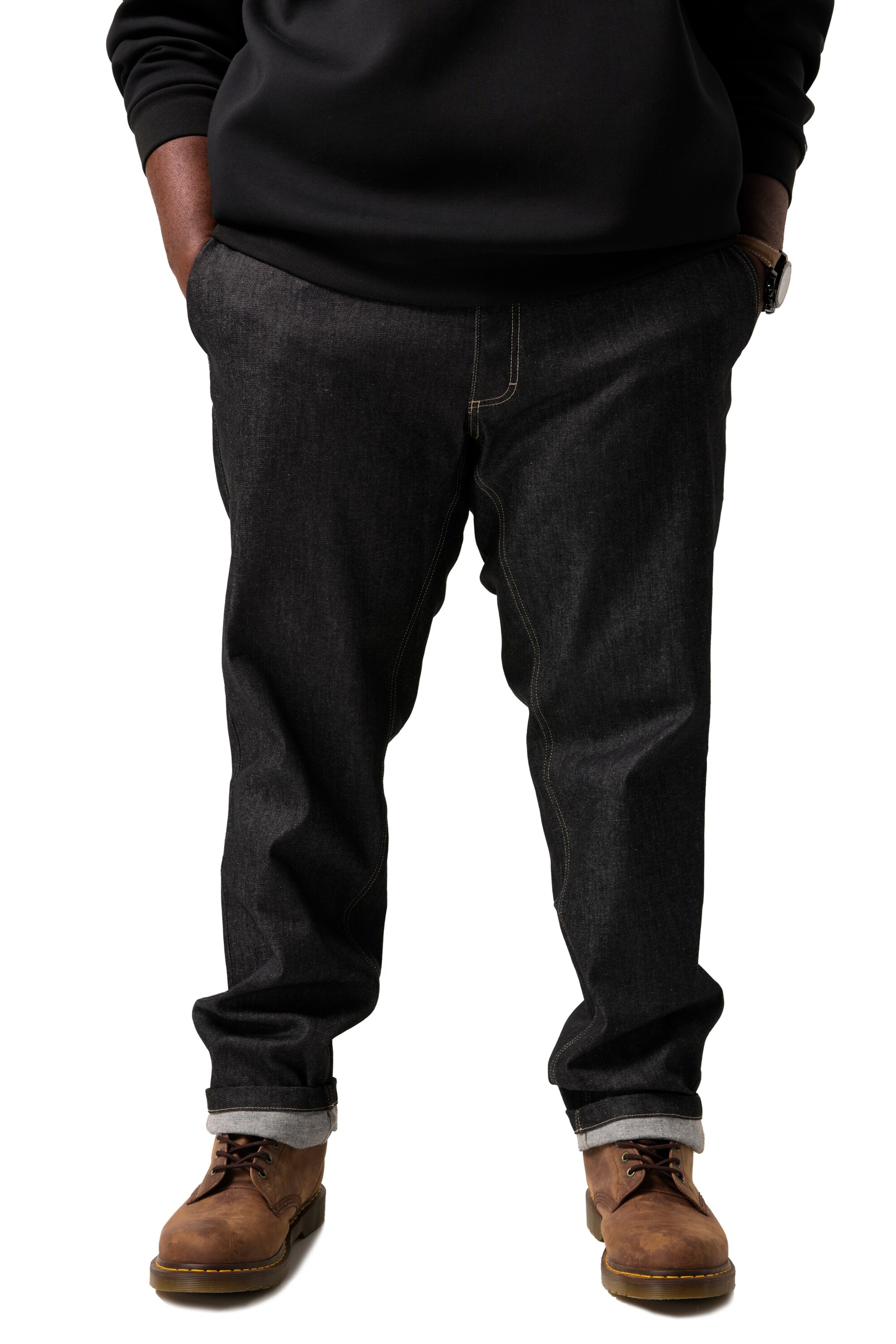 STHUGE Loosefit Jeans in Zwart: voorkant