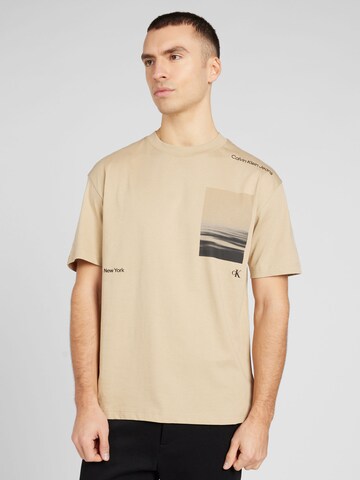 Calvin Klein Jeans T-shirt 'SERENITY' i beige: framsida