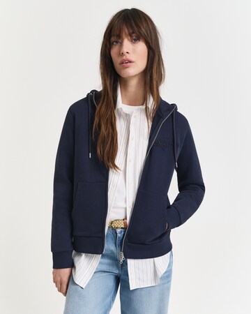 GANT Zip-Up Hoodie in Blue: front