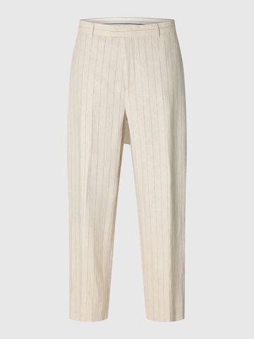 SELECTED Bukser med lægfolder i beige: forside