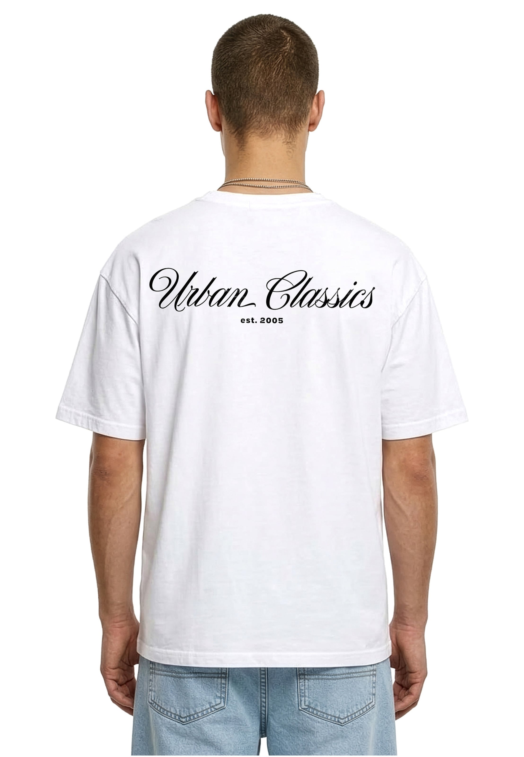 T-Shirt 'Flow Script' Urban Classics en blanc : devant