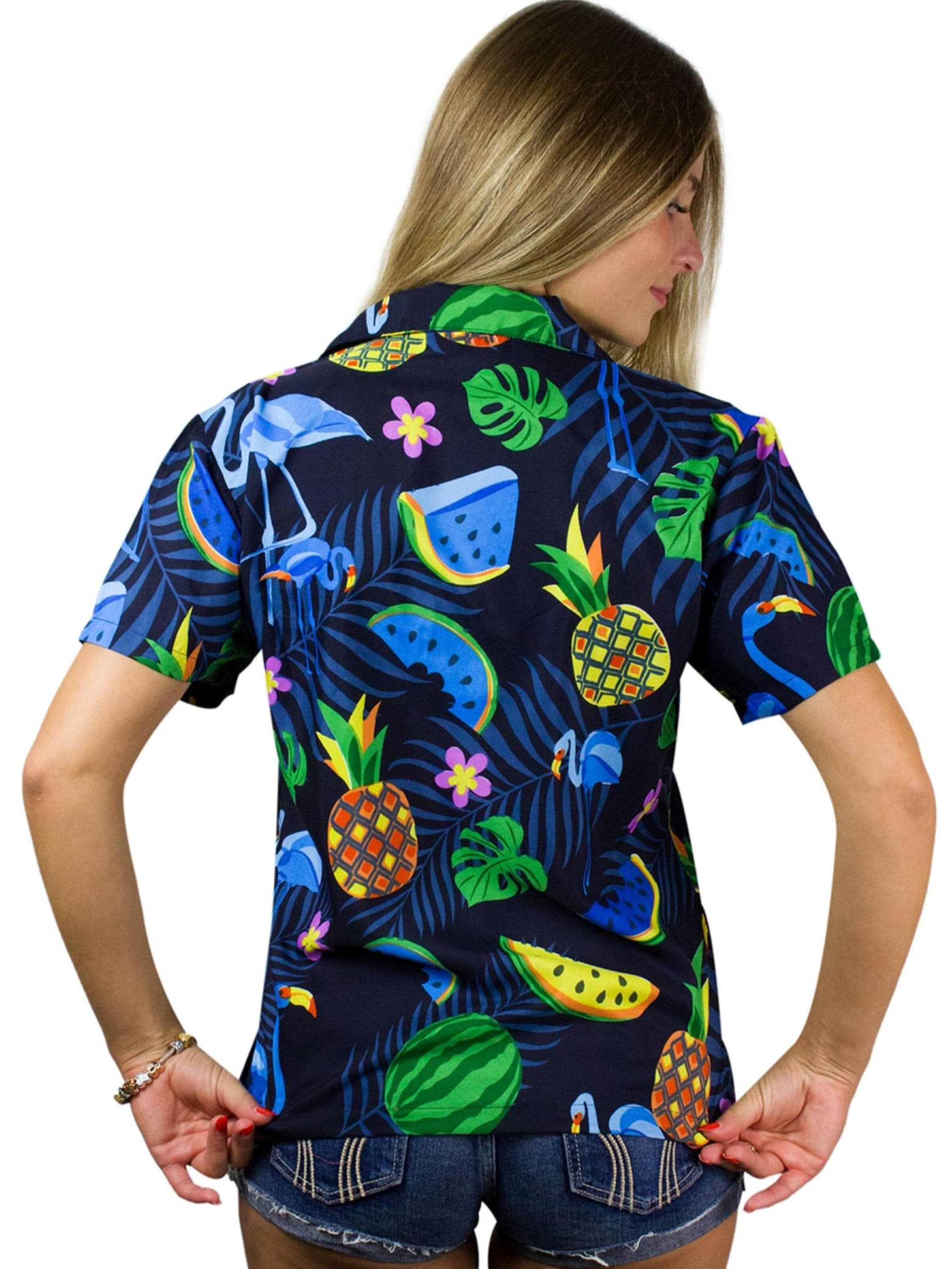Camicia da donna 'Flamingo Melone' di King Kameha in blu
