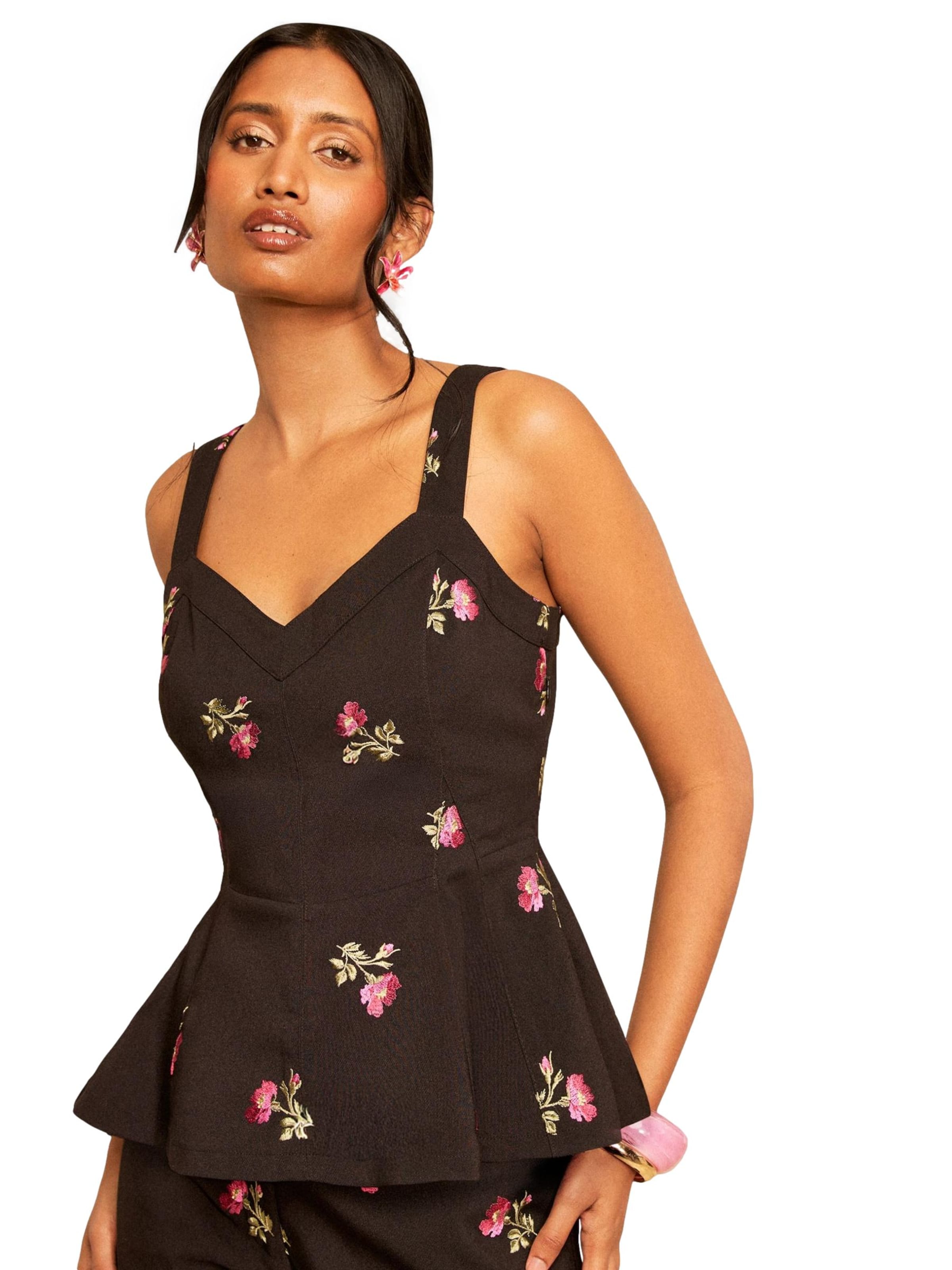 Top di love & roses in nero: frontale