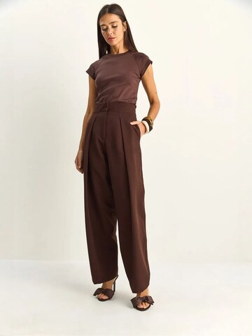 Bianco Lucci Wide leg Bandplooibroek in Bruin