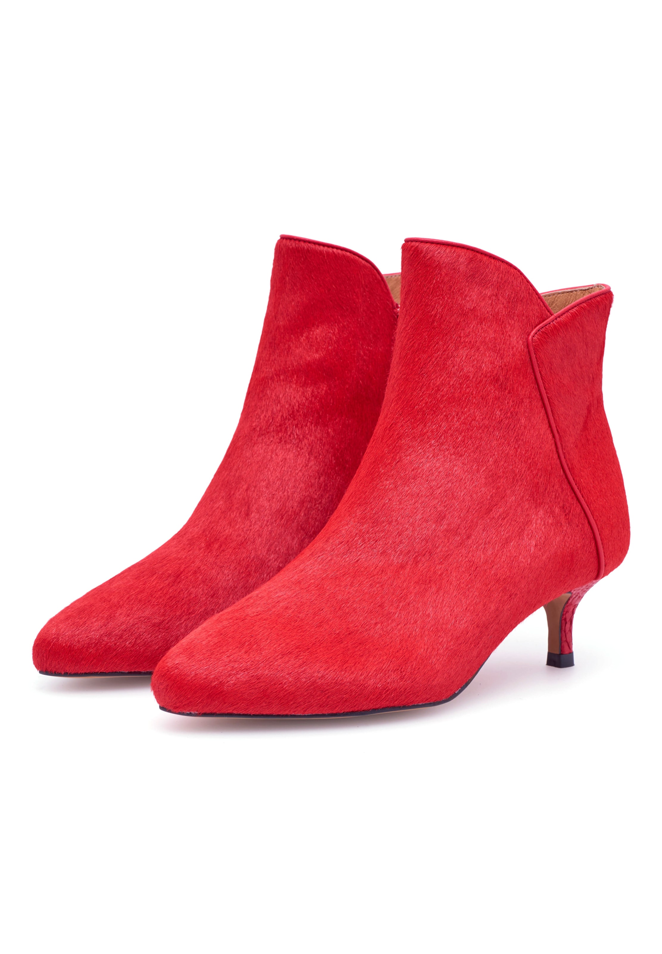 WODEN Bootie 'Saga Cowhair' in Red