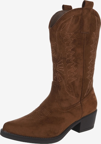 Ital-Design Cowboystiefel in Braun: Vorderseite