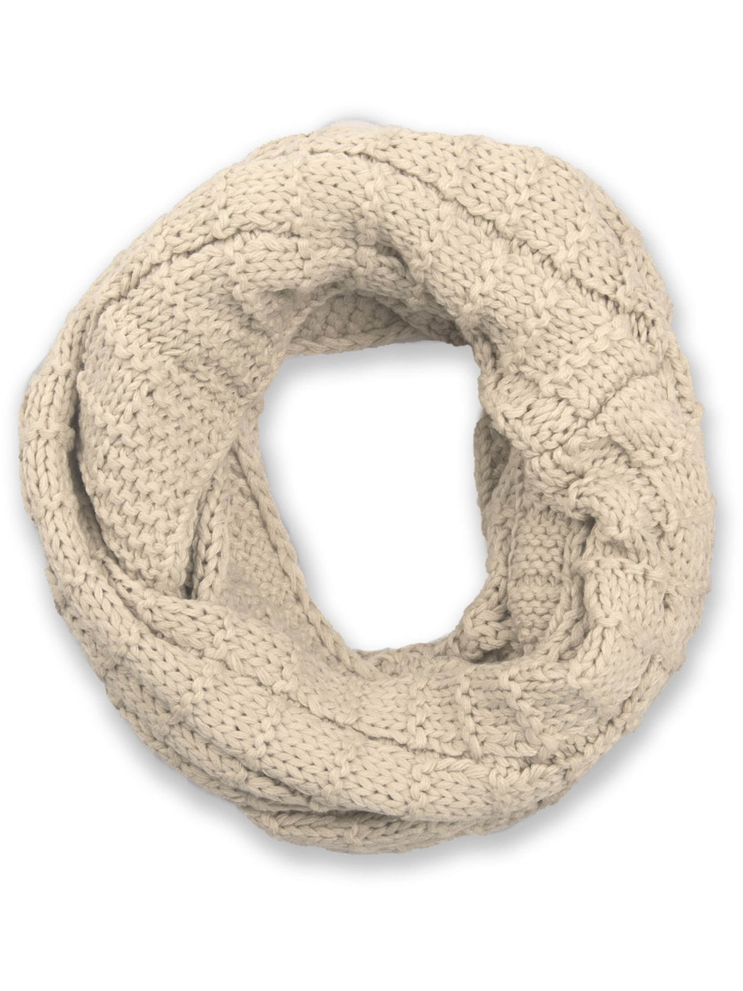 styleBREAKER Loop scarf 'Strick Loop mit Karomuster' in Beige: front