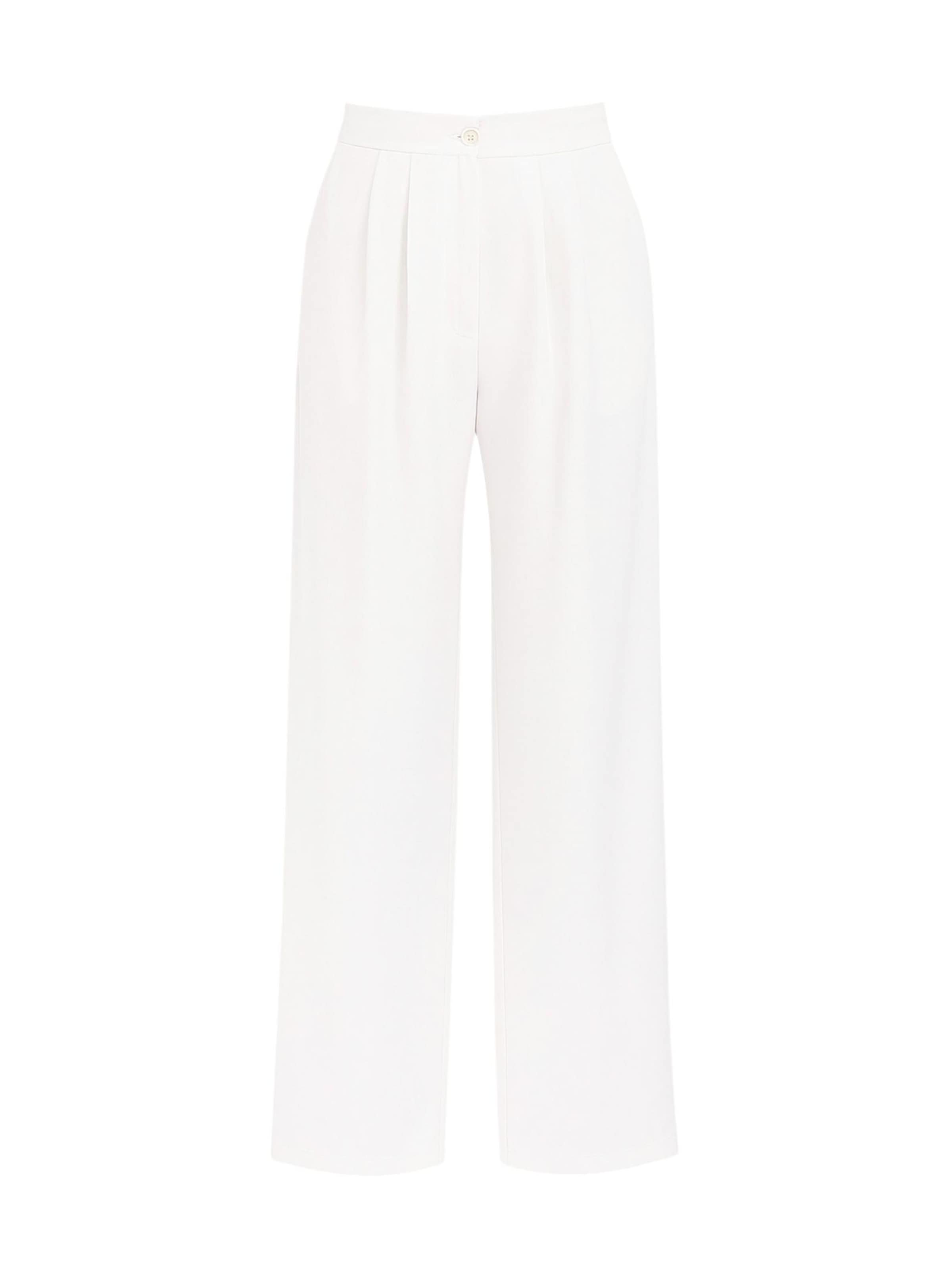 fashionshowcase - Pierna ancha Pantalón plisado 'ALYA' en blanco: frente