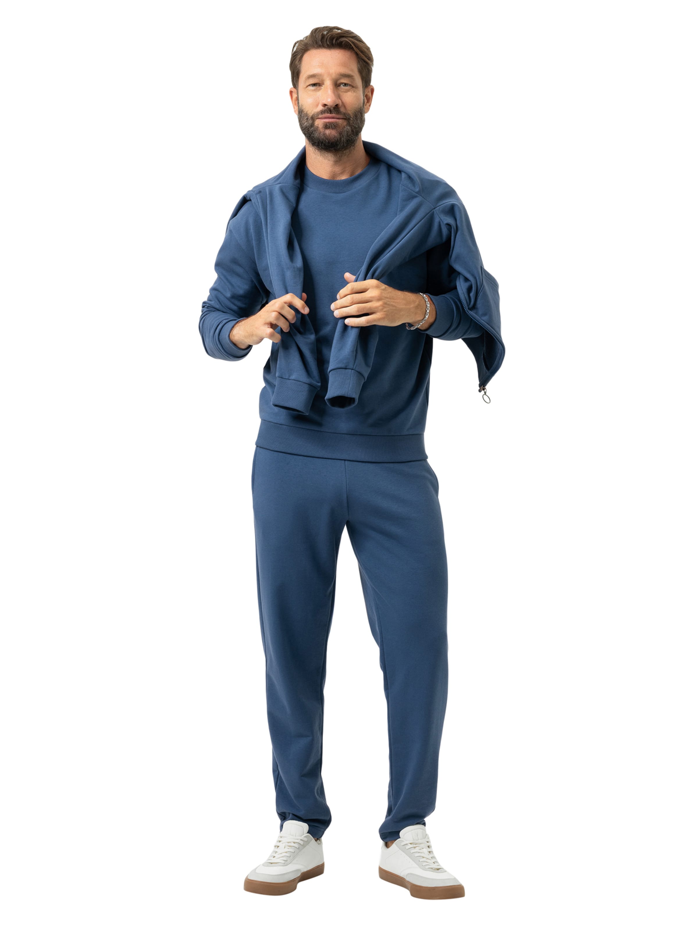 Regular Pantalon 'Terry Essentials' Mey en bleu