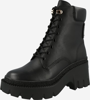 COACH - Botines con cordones en negro: frente