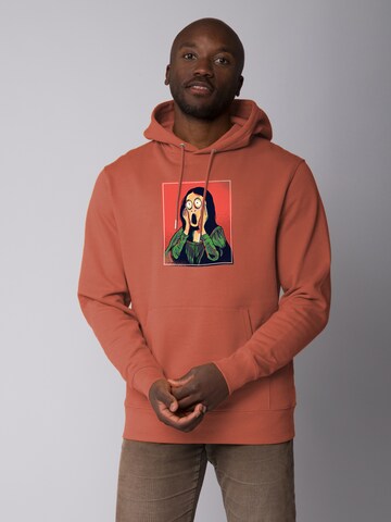 Felpa 'Mona Lisa Scream' di Watapparel in marrone: frontale