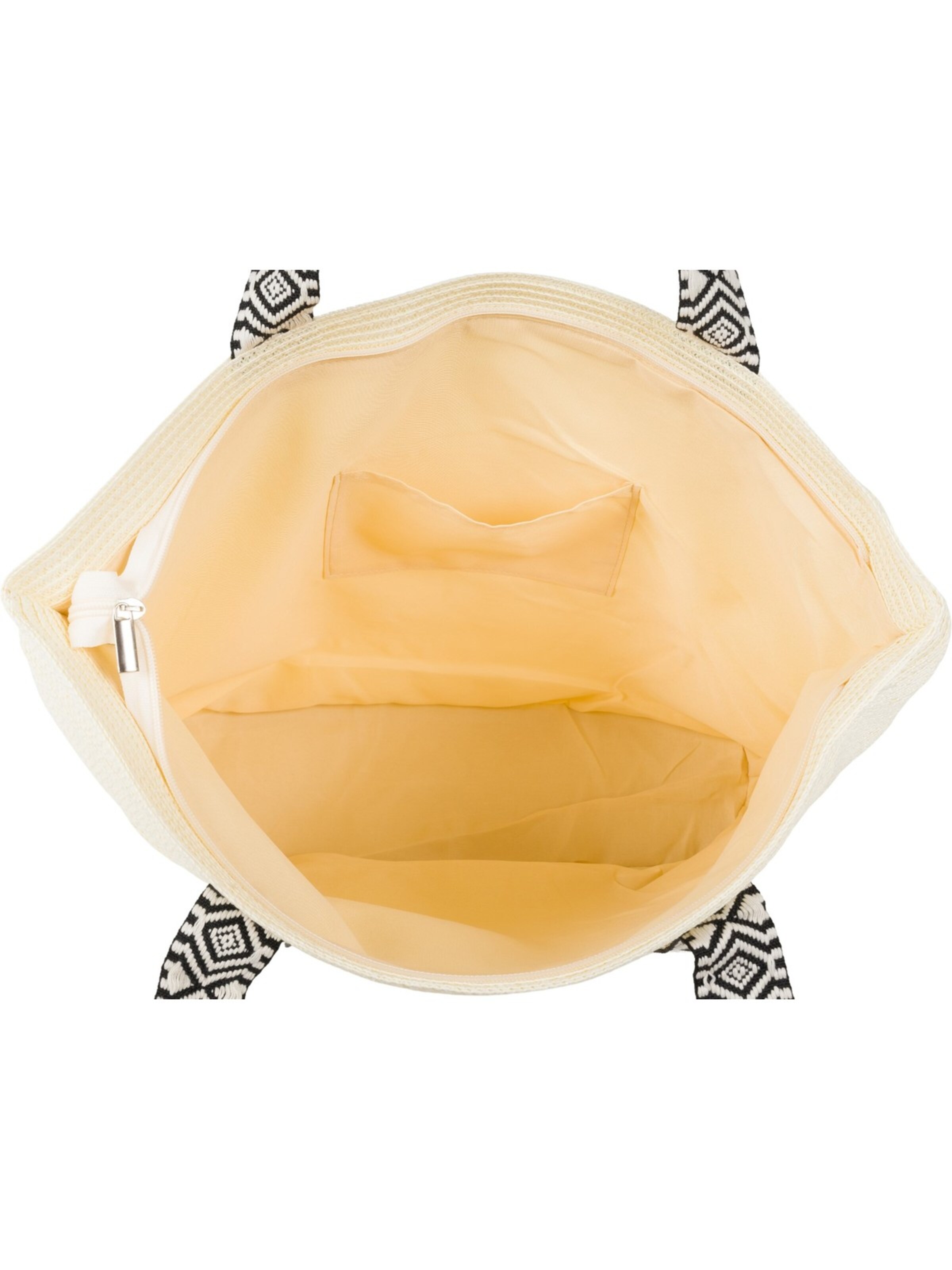 styleBREAKER Beach bag 'Papierstroh Strandtasche Azteken Muster' in Beige