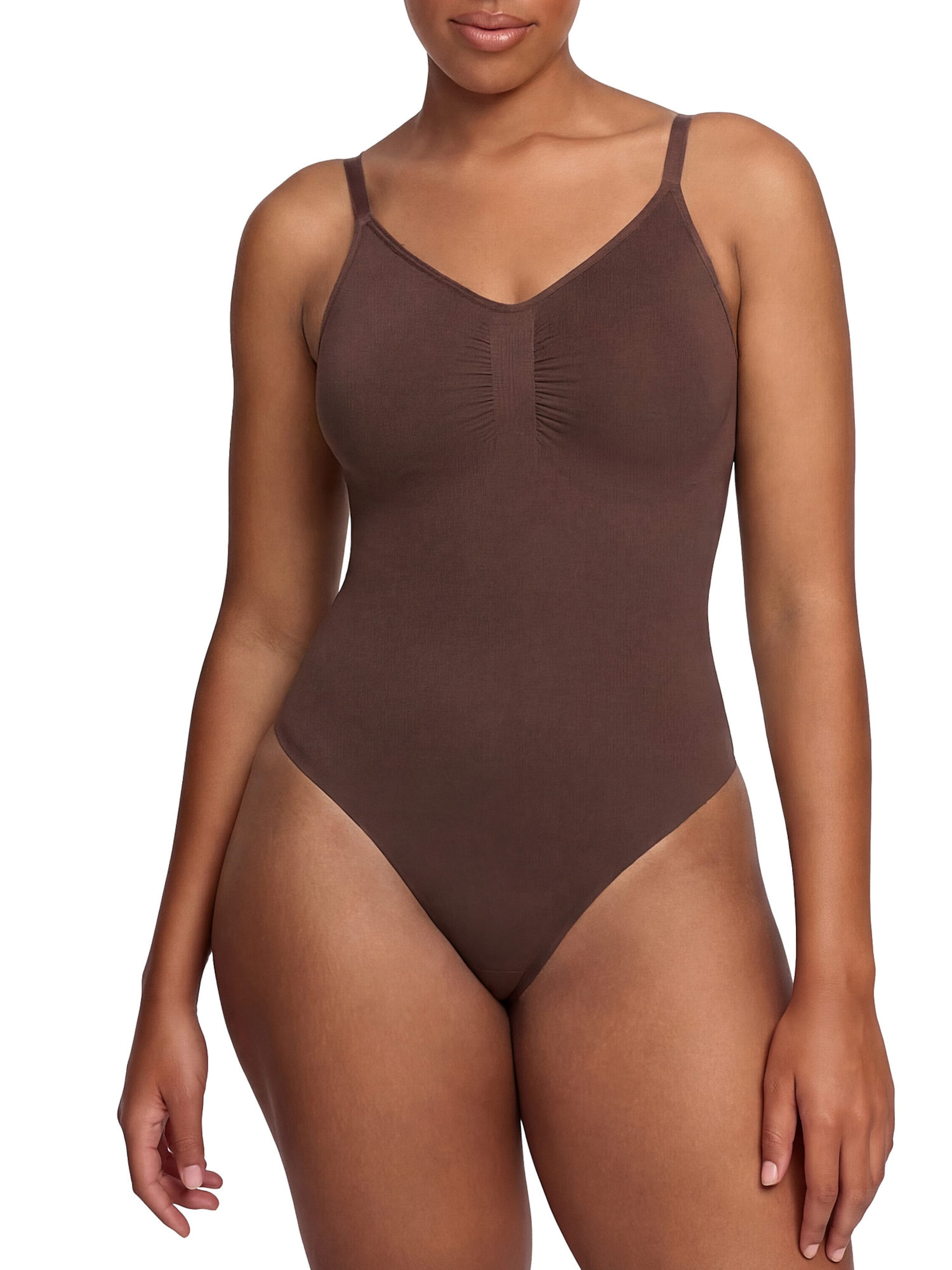 cfab by creamy fabrics Shapingbody 'Bodysuit Sculpting Shapewear mit Slip' in Bruin: voorkant