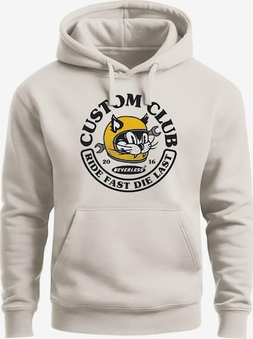 Neverless Sweatshirt 'Racing Cat' in Beige: Vorderseite