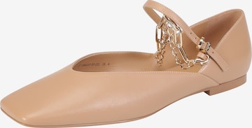 Ekonika Ballet Flats with Strap in Brown: front