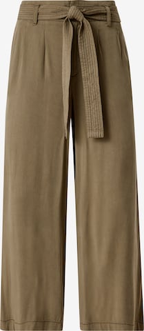 s.Oliver Wide leg Pleat-Front Pants in Green: front