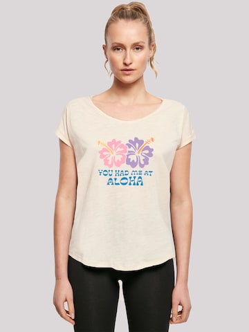 T-shirt 'You Had Me At Aloha' F4NT4STIC en beige : devant