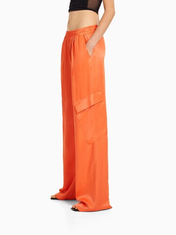 Bershka Wide Leg Hose in Orange