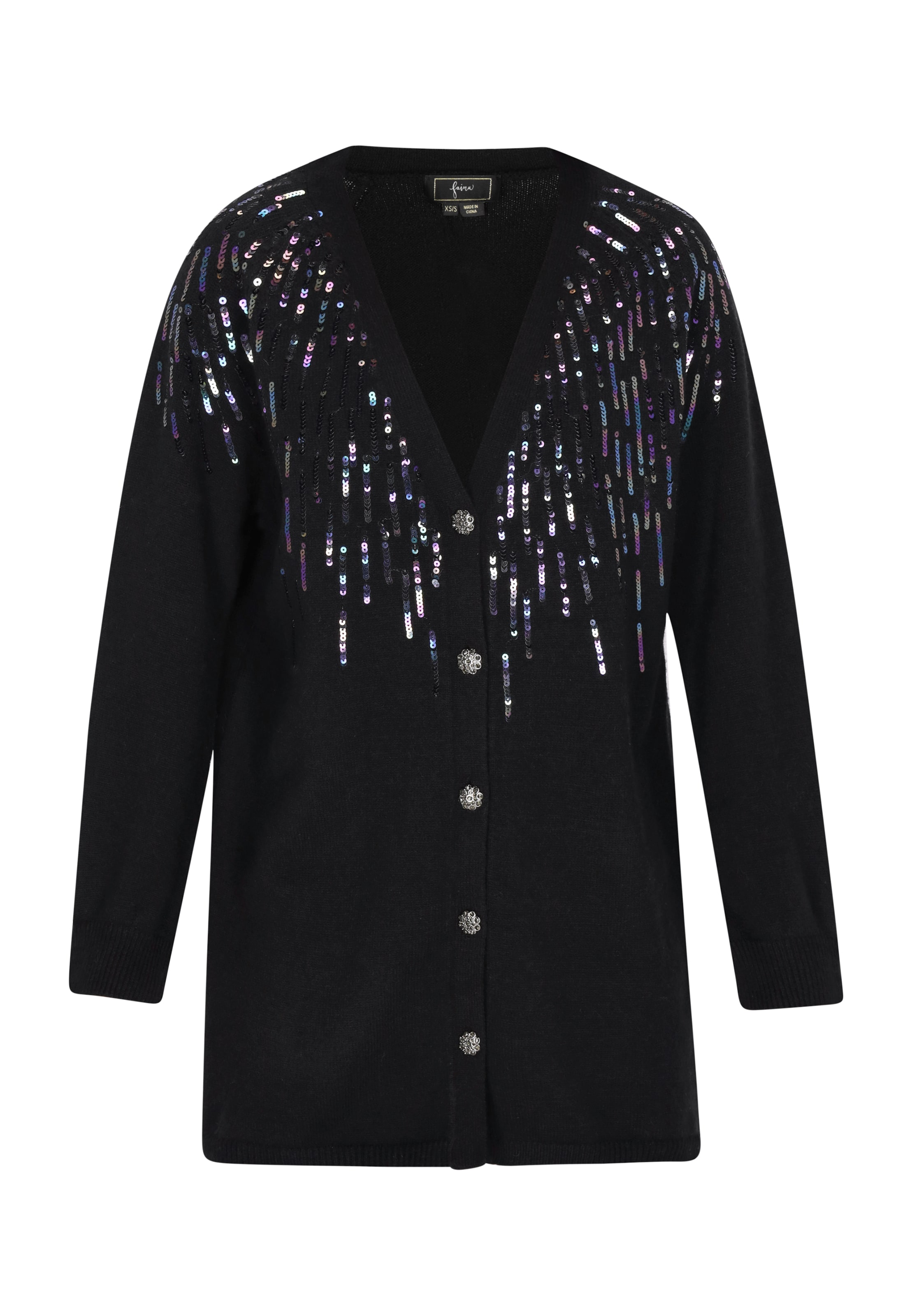 melns faina Adīta jaka: no priekšpuses