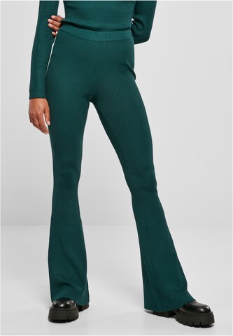 Urban Classics Flared Trousers in Green: front