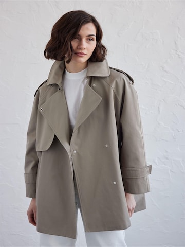 MANUKA Between-Seasons Coat in Brown: front