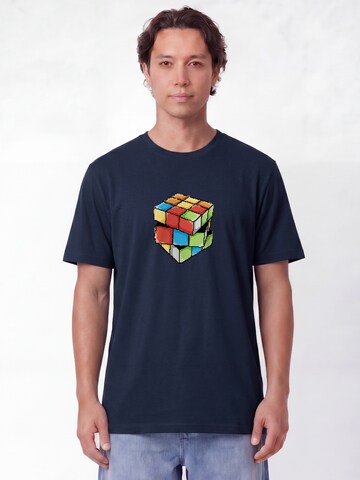 Maglietta 'Pixel Zauberwürfel' di Watapparel in blu: frontale
