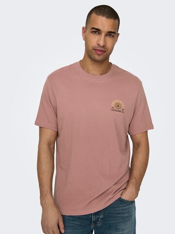 Only & Sons Μπλουζάκι 'MANUEL' σε ροζ