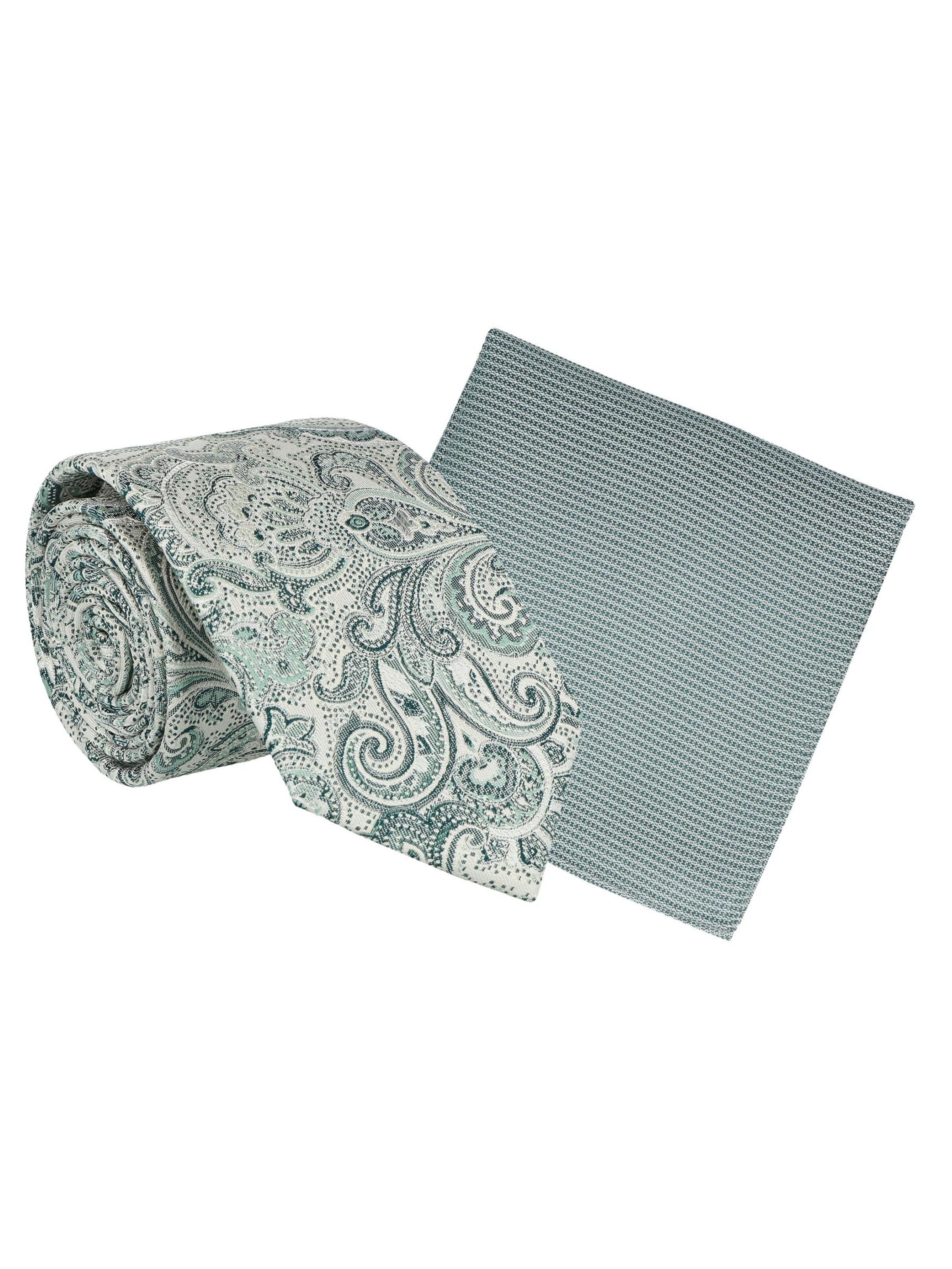 WILLEN Tie 'Paisley / Uni' in Green: front