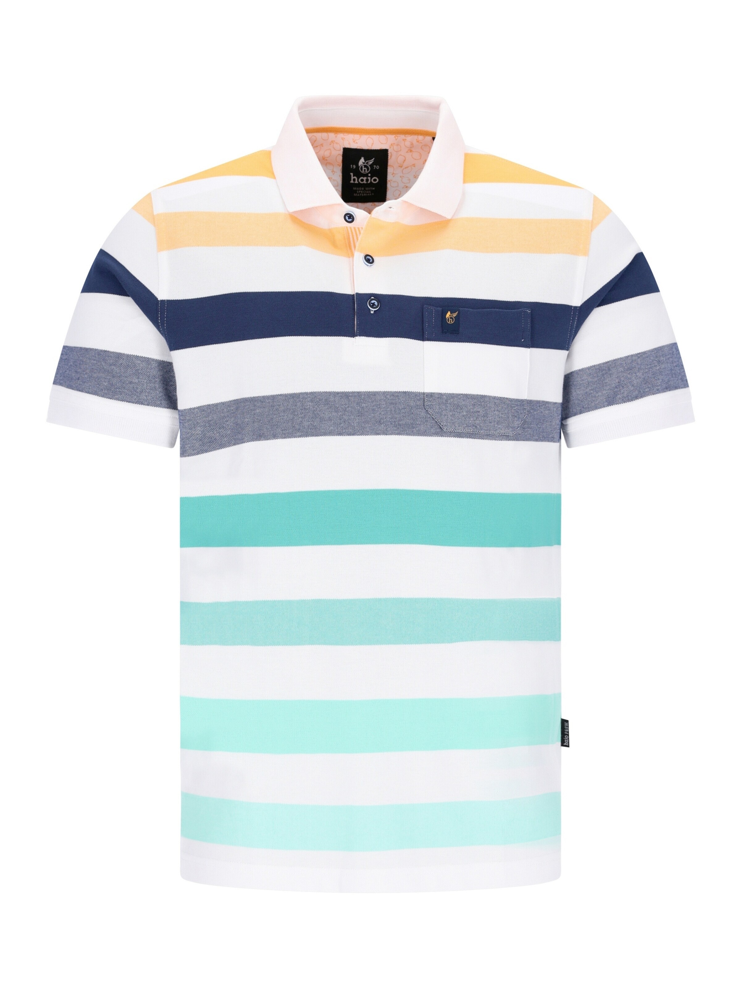 HAJO Shirt 'Pikee-Polo in garngefärbtem Blockringel allover - stay fresh-Qualität' in XXXL in White, Item view