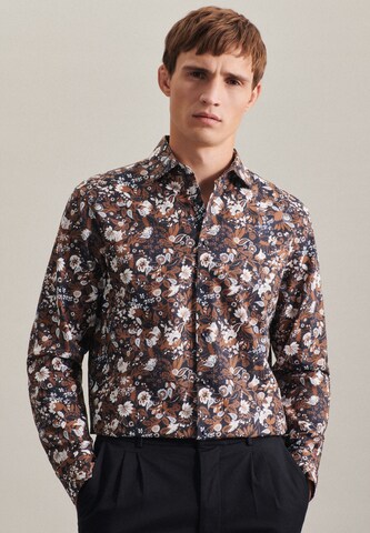 SEIDENSTICKER Regular fit Button Up Shirt in Brown: front