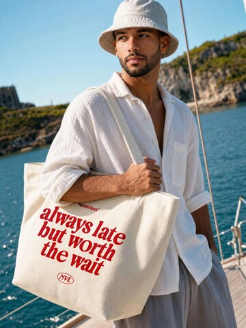 Neverless Beach Bag 'always late' in Beige