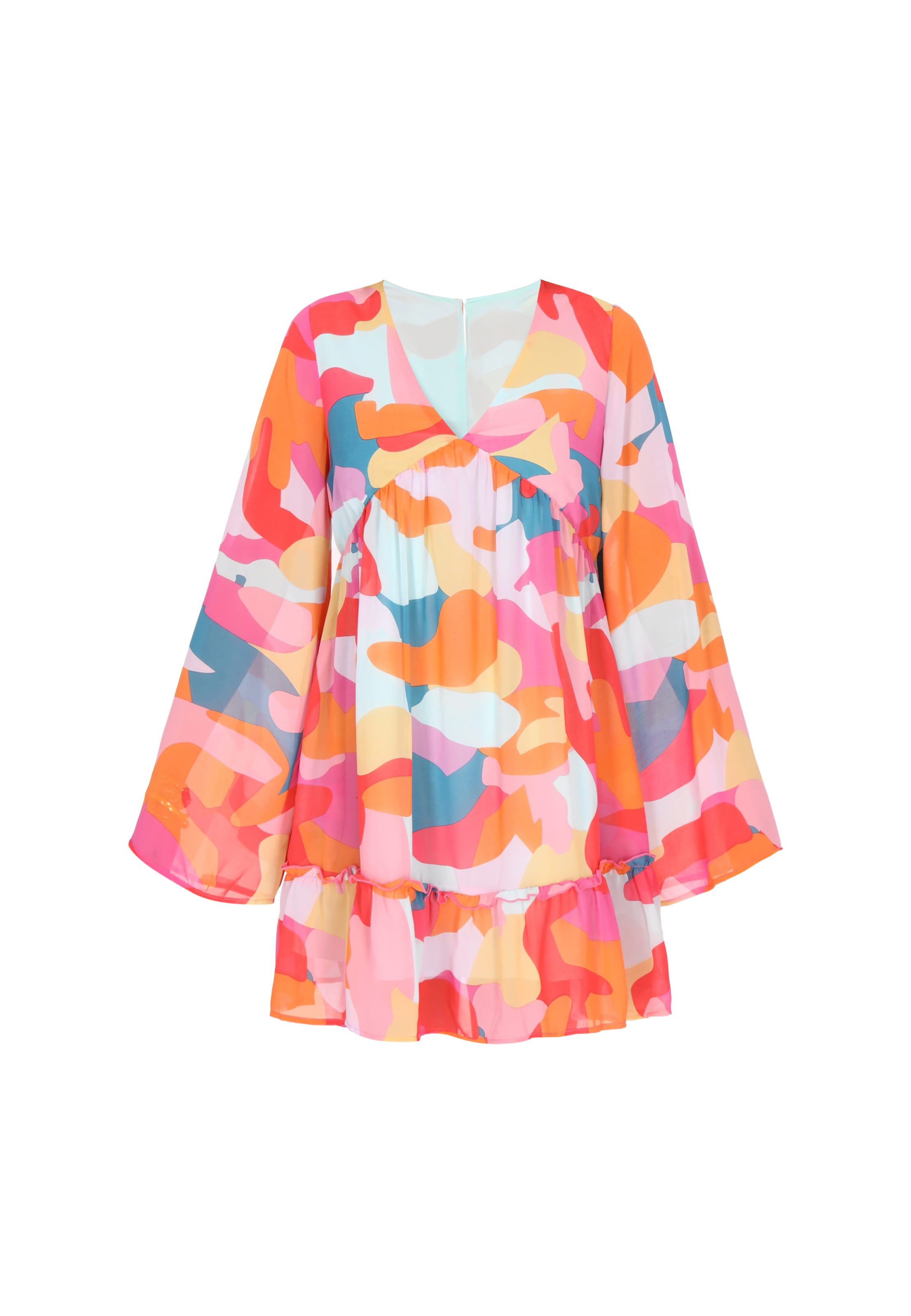 IZIA Sommerkjole i safir / himmelblå / mørkeorange / pink, Produktvisning