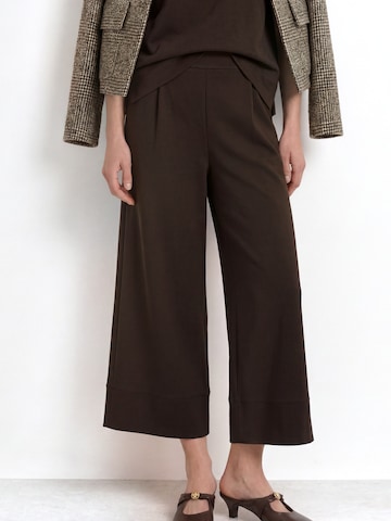 Wide leg Pantaloni con pieghe di Rich & Royal in marrone: frontale