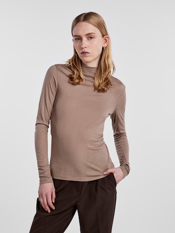 PIECES T-shirt 'LUX' i brun: framsida
