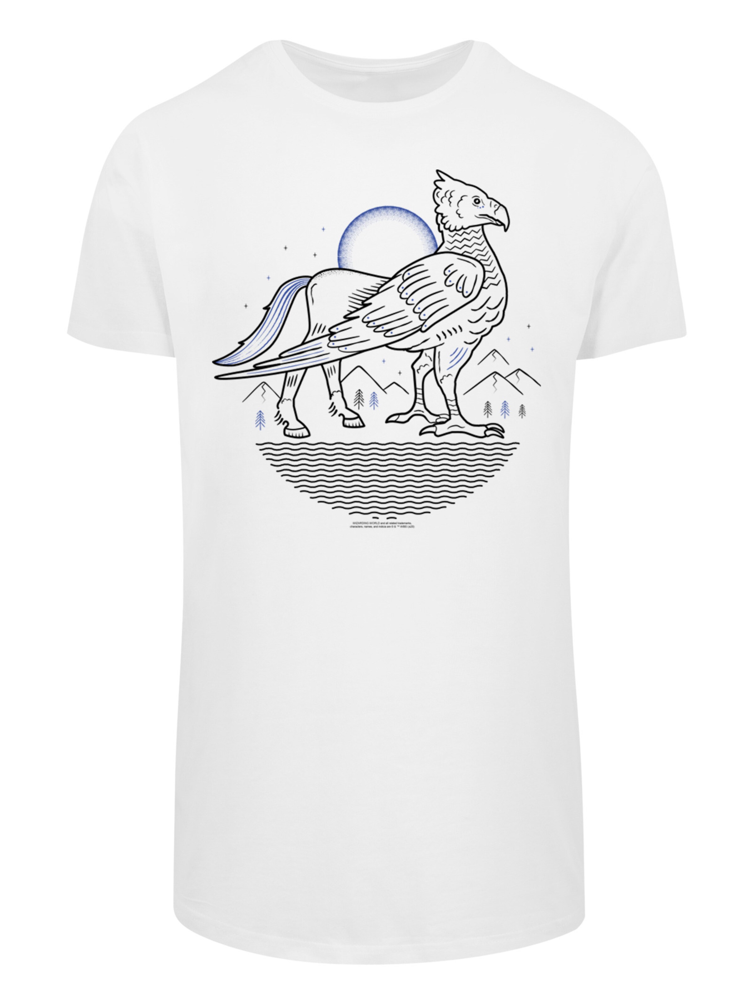 F4NT4STIC Shirt 'Harry Potter Buckbeak LIne Art' in Wit: voorkant