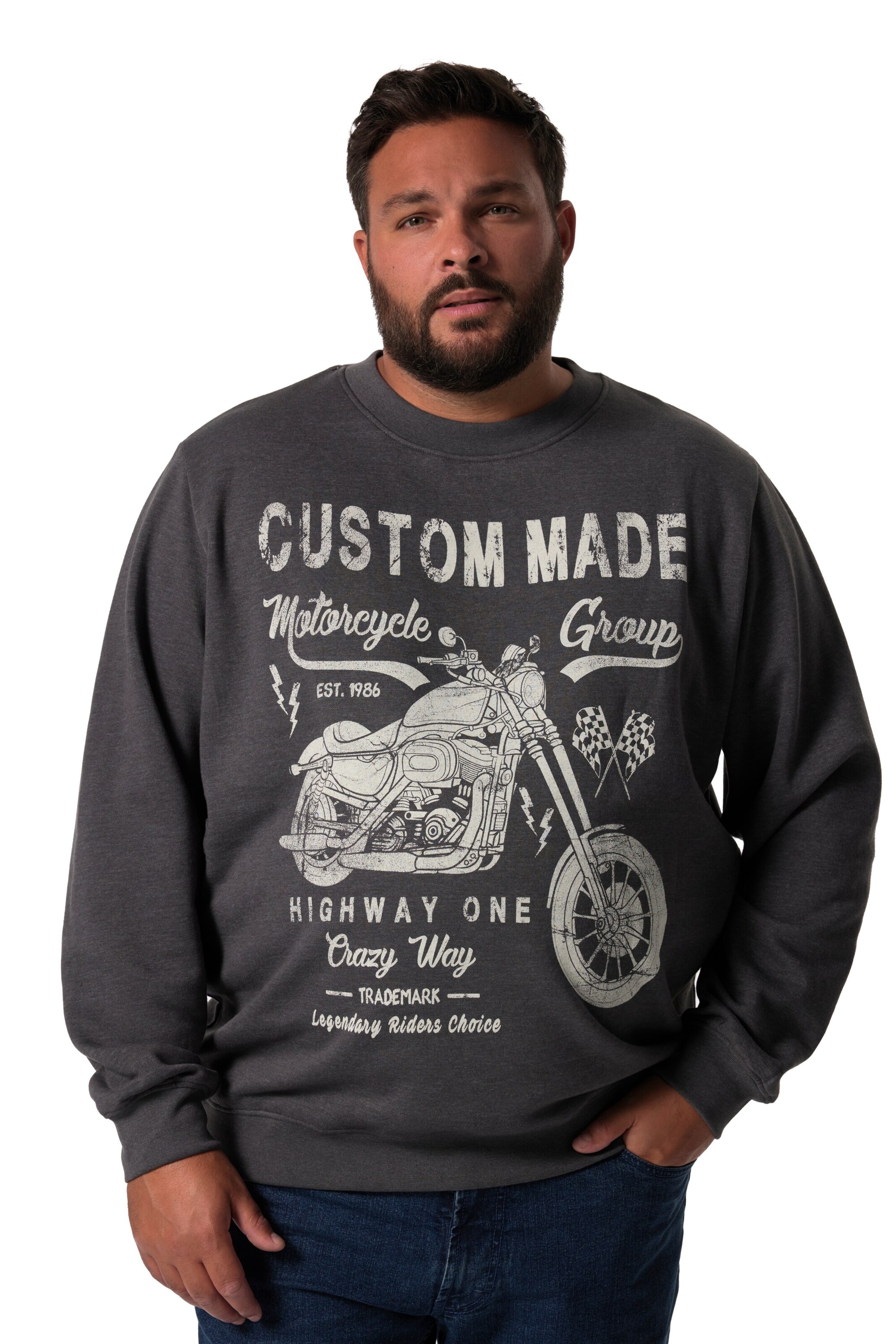 Men Plus Sweatshirt in Grey: front