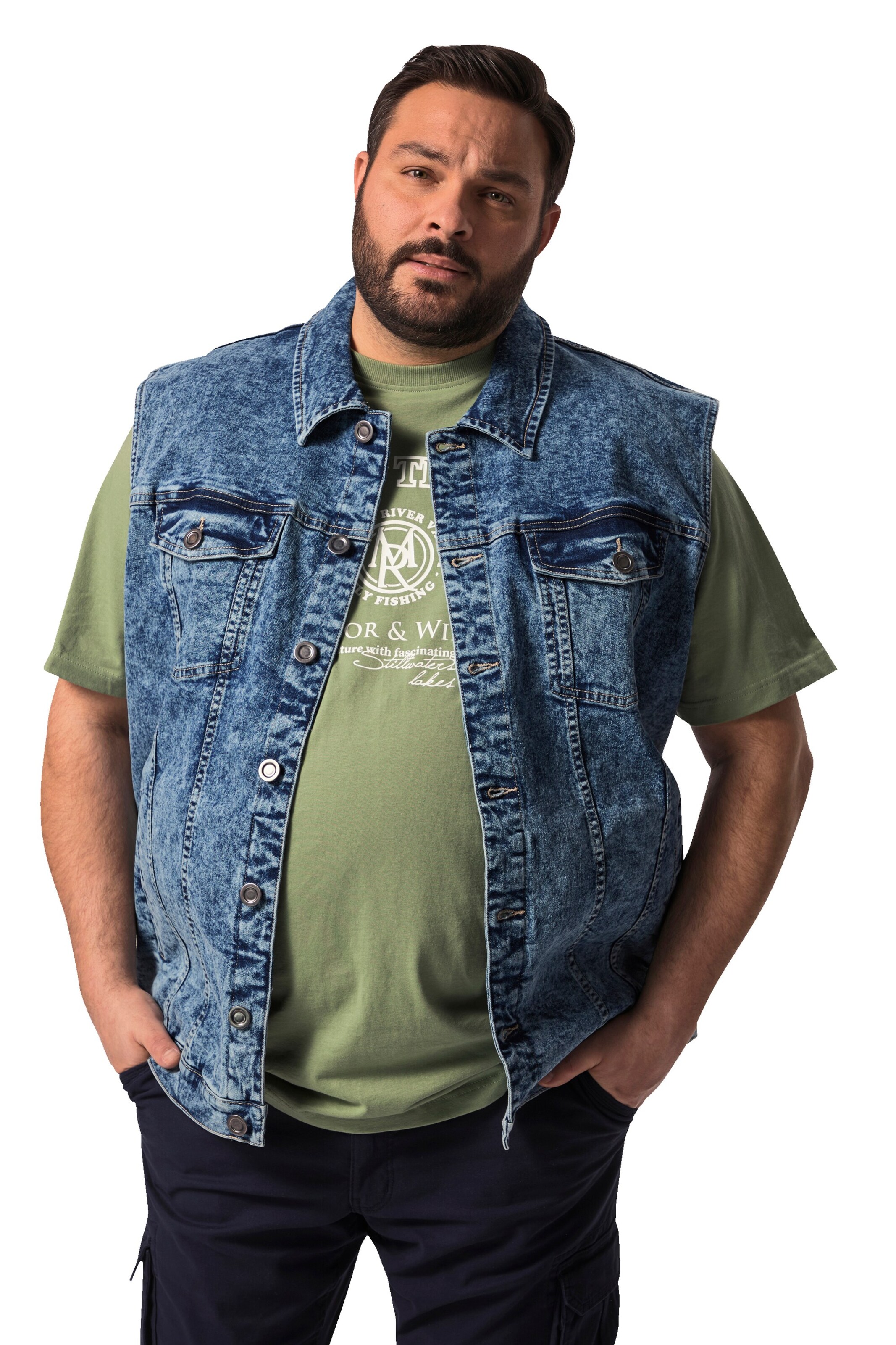 John F. Gee Weste in Blau: Vorderseite