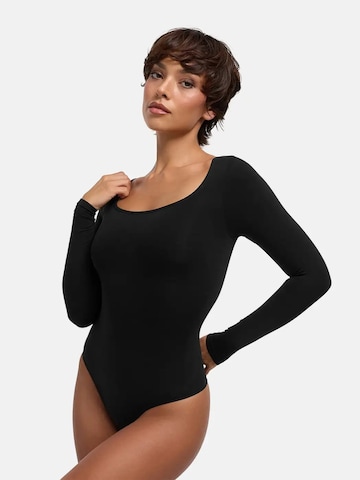 cfab - Body moldeador 'Clean Longsleeve Squareneck Sculpting Bodysuit with String' en negro