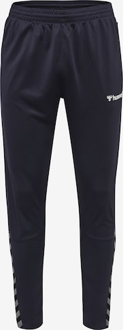 Hummel Tapered Workout Pants in Blue: front