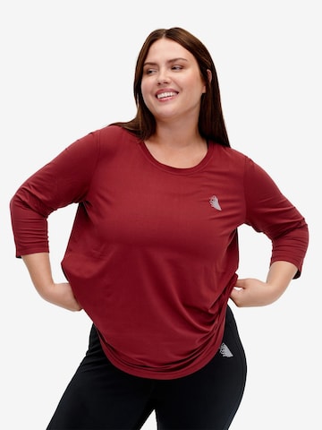 Active by Zizzi Shirt 'ABASIC ONE' in Rood