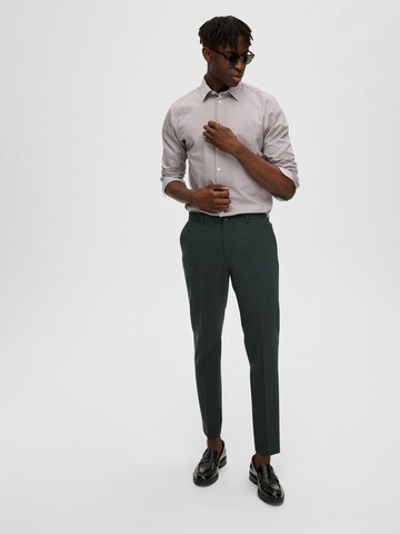 Coupe slim Pantalon à plis 'Elon' SELECTED HOMME en vert