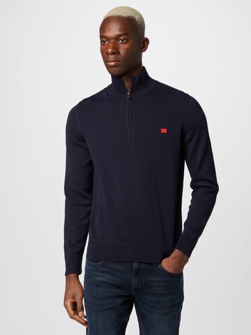 Pull-over 'San Quintus' HUGO en bleu : devant