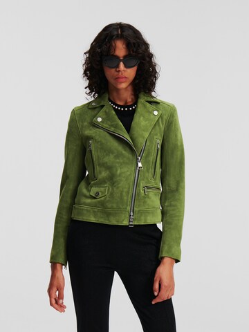 Karl Lagerfeld - Chaqueta de entretiempo ' Suede' en verde: frente