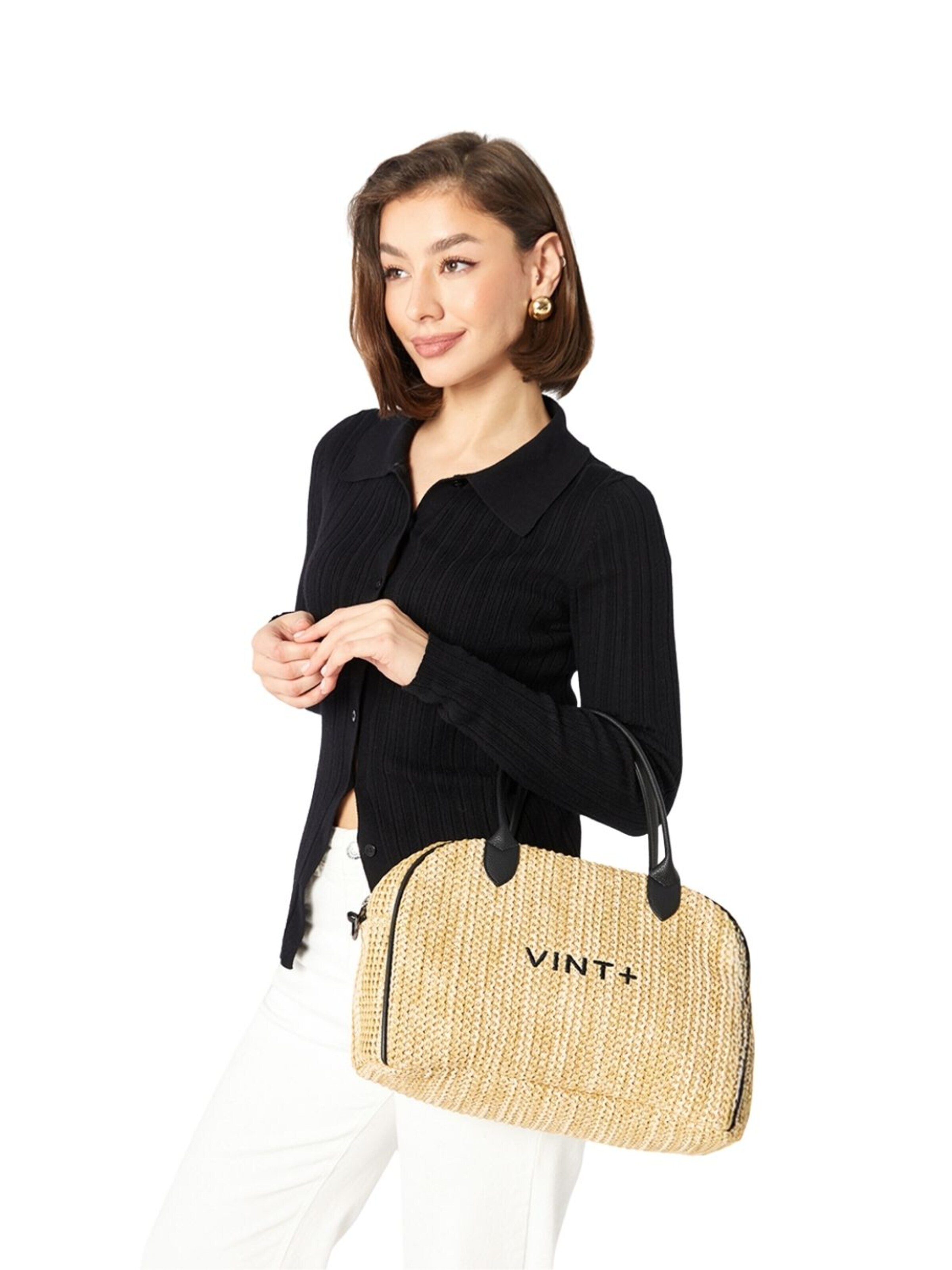 VINT+ Handbag 'Bowling Bag' in Beige
