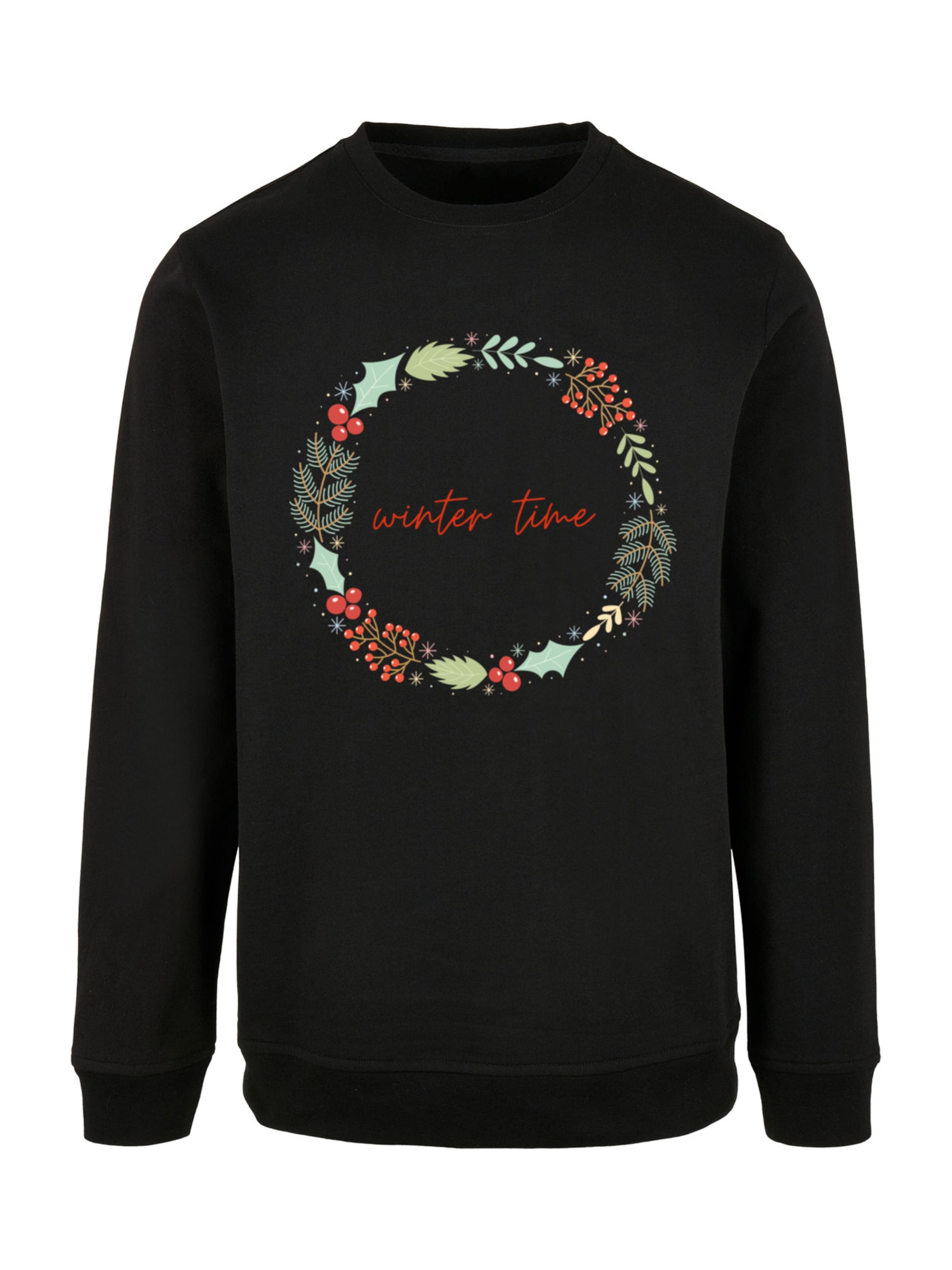 F4NT4STIC Sweatshirt 'Winter Time' in Zwart: voorkant