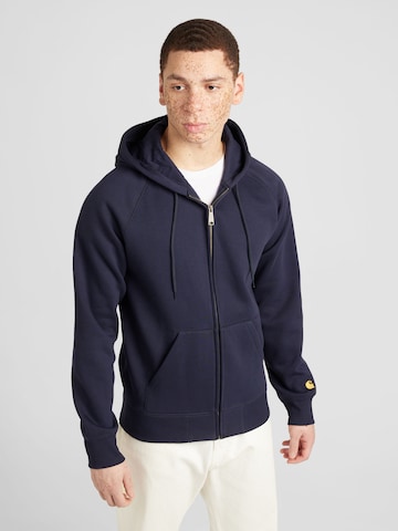 Carhartt WIP Zip-Up Hoodie in Blue: front