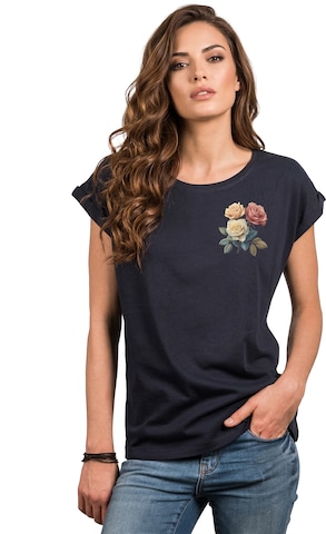 MAKAYA Shirt 'Three Roses' in Blue: front
