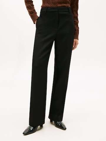 TOMMY HILFIGER Regular Trousers with creases in Black: front
